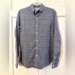 Epaulet Brooklyn Bespoke Mens Buttondown Shirt 100% Cotton Black Navy Plaid Sz S